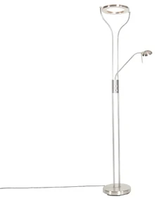 Lampa de podea moderna din otel cu brat de citit, incluzand LED si dimmer - Divo