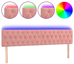 3122013 vidaXL Tăblie de pat cu LED, roz, 180x7x78/88 cm, catifea
