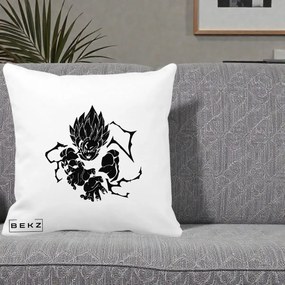 Perna Personalizata Dragon Ball Goku Super Saiyan Silueta, 40x40 cm, Alba Mata, Husa Detasabila, Perna Inclusa, BEKZ®