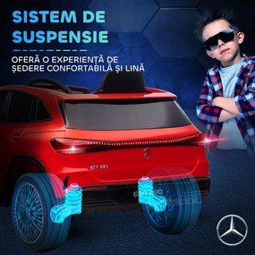 HOMCOM Mașină Electrică cu Licență Mercedes, Auto pentru Copii cu Telecomandă, Faruri și Claxon, 111.5x69x52.5 cm, Roșie