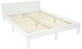 Pat matrimonial alb din lemn masiv de fag cu somieră 140x200 cm Dabi – Ragaba