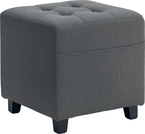 HOMCOM Suport pentru picioare living, ottoman, șezut capitonat în țesătură cu aspect de in cu buzunar lateral, 35 x 35 x 35 cm, gri | Aosom Romania