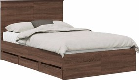 vidaXL Cadru de pat Stejar închis 120 x 200 cm Lemn Ingineresc