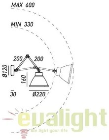 Aplica de perete design vintage, brat articulat, Loft 269.05.OF