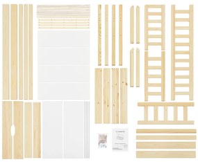 Patut Marli 90 x 200 cm cu 2 sertare si grilaj sipci - natural
