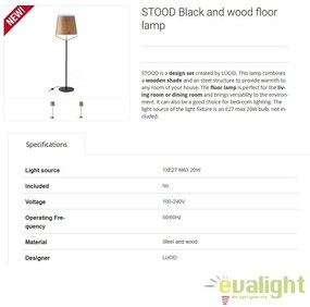 Lampadar lemn / Lampa podea design deosebit STOOD 29847
