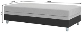 Pat de o persoană 85 cm Sodak (Negru + Gri) (cu sp. depozitare). 1100767