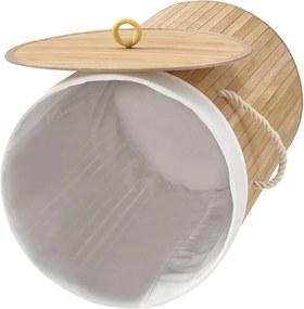 Cos de rufe din bambus "Curly" cu geantã de rufe si mânere pentru un transfer usor, natural