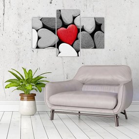 Tablou cu inimioare din lemn (90x60 cm)