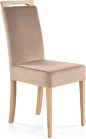 Scaun CLARION, maro/stejar, stofa catifelata/lemn, 42x58x97 cm