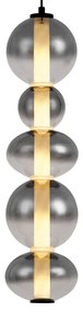 Lampă suspendată Art Deco neagră cu sticlă fumurie și transparentă 5 lumini incl. LED - Lizzy