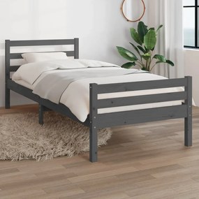 814781 vidaXL Cadru de pat mic single, gri, 75x190 cm, lemn masiv