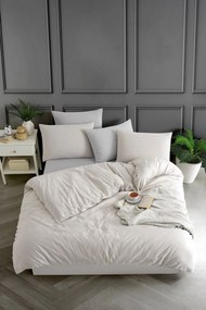 Set lenjerie pat 670TBH1123, bumbac/poliester, bej/gri deschis, 160x24