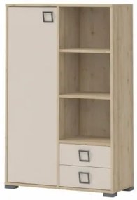 Biblioteca din pal cu 2 sertare si 1 usa, pentru copii, Kiki K12 Fag, l86xA37xH134 cm