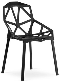 Set de masa 1 + 4, masa TESSA 120x60 cm neagra/decor stejar + scaun din plastic negru ESSEN