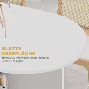 HOMCOM Masă pliabilă de dining pentru 2-4 persoane, 120x60x77 cm, cu 6 roți, 2 polițe, 2 extensii rabatabile, economisește spațiu, albă | Aosom Romania