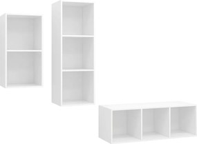 vidaXL Set de dulapuri TV, 3 piese, alb, lemn prelucrat