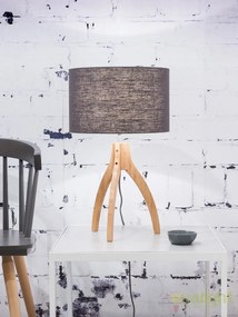 Lampa de masa cu trepied, realizata din materiale naturale, durabile si ecologice, Annapurna gri inchis