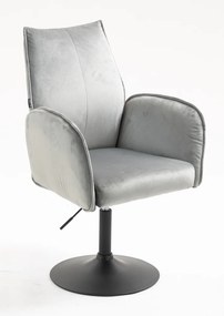 HR280N Scaun Gray din Catifea cu Bază Neagră