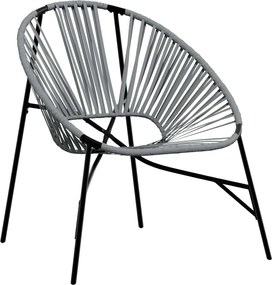 vidaXL Scaun Ou de grădină Negru și Gri deschis Poly Ratan