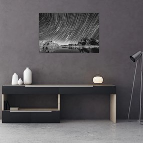 Tablou albnegru cu cerul și stele (90x60 cm)