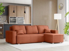 OFERTA Canapea de colt din teracota SMART COSARO, reversibila + 2 perne CADOU Calitatea a II-a
