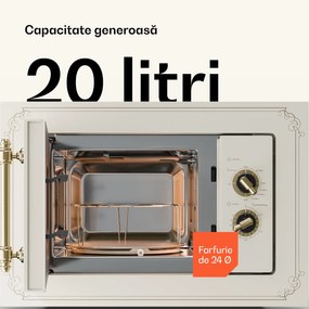 Klarstein Victoria 20, cuptor cu microunde încorporabil, 20 l, 800 W, grill: 1000 W, alb-mat