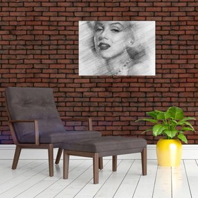 Tablou pe sticlă - Portretul lui Marilyn Monroe (70x50 cm)