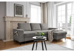 Colțar gri extensibil cu tapițerie din catifea reiată (cu colț pe partea dreaptă) Lofty Lilly – Miuform