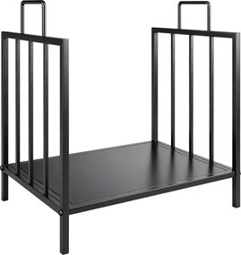 Outsunny Suport pentru Lemne pentru Interior și Exterior cu 2 Mânere, 44,5x33x46,5 cm, Negru | Aosom Romania