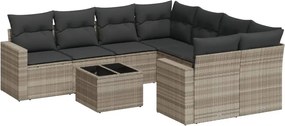 vidaXL Set canapele de grădină cu perne, 9 piese gri deschis poliratan