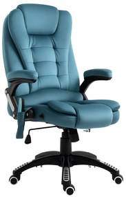 Vinsetto Fotoliu de birou cu funcție de masaj și încălzire, scaun de birou, scaun ergonomic cu înălțime reglabilă, spătar inclinabil și telecomandă cu fir, pivotant la 360° material din poliester bleu | Aosom Romania