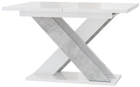Masă de sufragerie Xalin (alb lucios + piatră) (pentru 4 până la 6 persoane). 1055284