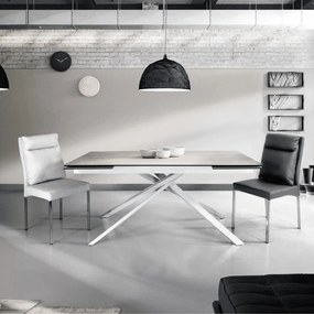 Masă Slim extensibilă, sticlă ceramică-picior metalic - EFECT MARMURA