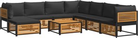 vidaXL Set de canapele de grădină cu perne, 9 piese, lemn masiv acacia