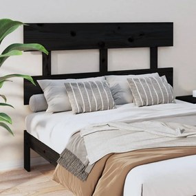 vidaXL Tăblie de pat, negru, 144x3x81 cm, lemn masiv de pin