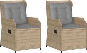 vidaXL Bancă de grădină 2 pcs Bej poliratan