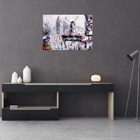 Tablou pe sticlă - Strada din Paris, pictură în ulei (70x50 cm)