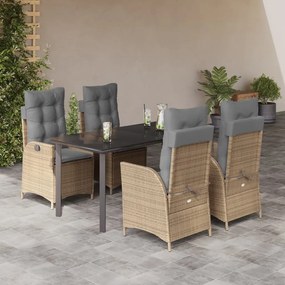 3213268 vidaXL Set mobilier de grădină cu perne, 5 piese, bej, poliratan