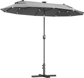 Outsunny Umbrelă de Terasă cu Două Fețe, Bază în Cruce, Sistem de Înclinare și Manivelă | Aosom Romania
