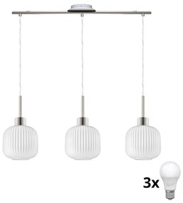 Lustră LED HARMA, suspendată pe cablu, 3x E27, 60 W, 230 V, crom mat/alb