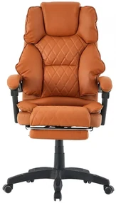 Scaun directorial, pivotant, inaltime reglabila, spatar rabatabil, suport picioare, piele ecologica, Maro Deschis