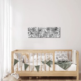 Tablou - Flori albe (cu ceas) (90x30 cm)