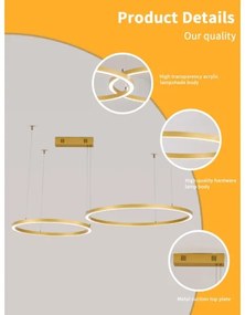 Lustră LED dimabilă Immax NEO 07218L FINO 93W/230V 60/80 cm auriu Tuya + telecomandă