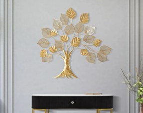 Panou decorativ auriu din metal, 81x2,5x78 cm, Albero Mauro Ferretti