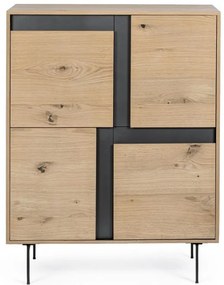 Bufet finisaj natural din lemn de Frasin si metal, 90x40x120 cm, Stanwood Bizzotto