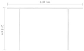 Copertina retractabila automat, cu stalpi, crem, 5x3 m Crem, 5 x 3 m
