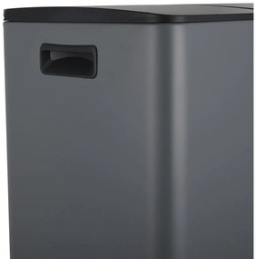 Coș de gunoi gri închis pentru reciclare/cu pedală 2x30 l din oțel Aliya – Spirella