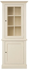 Vitrina de colt, bej, din lemn masiv, aspect rustic, Ficelle