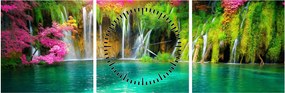 Tablou - Cascada, Lacurile Plitvice, Croația (cu ceas) (90x30 cm)